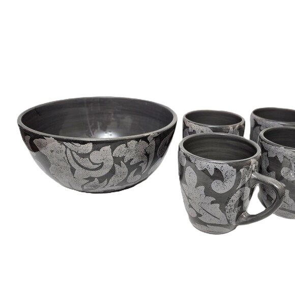 Limited Edition Laurie Gate The Regency Collection Serving/Fruit Bowl RARE Gray - Picture 9 of 9